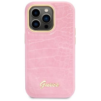Guess Croco Collection case for iPhone 14 Pro - pink