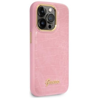 Guess Croco Collection case for iPhone 14 Pro - pink