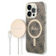 Guess Set Guess GUBPP14LH4EACSW Case+ Charger iPhone 14 Pro 6.1" brown/brown hard case 4G Print MagSafe