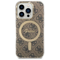 Guess Set Guess GUBPP14LH4EACSW Case+ Charger iPhone 14 Pro 6.1" brown/brown hard case 4G Print MagSafe