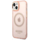 Guess GUHMP14MHTCMP iPhone 14 Plus 6.7" pink/pink hard case Gold Outline Translucent MagSafe