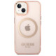 Guess GUHMP14MHTCMP iPhone 14 Plus 6.7" pink/pink hard case Gold Outline Translucent MagSafe