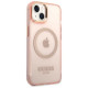 Guess GUHMP14MHTCMP iPhone 14 Plus 6.7" pink/pink hard case Gold Outline Translucent MagSafe