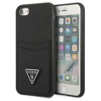 Guess GUHCI8PSATPK iPhone 7/8 SE 2020 / SE 2022 hardcase black/black hardcase Saffiano Triangle Logo Cardslot