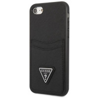 Guess GUHCI8PSATPK iPhone 7/8 SE 2020 / SE 2022 hardcase black/black hardcase Saffiano Triangle Logo Cardslot
