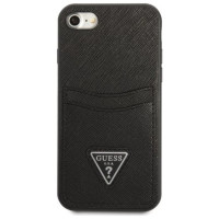 Guess GUHCI8PSATPK iPhone 7/8 SE 2020 / SE 2022 hardcase black/black hardcase Saffiano Triangle Logo Cardslot