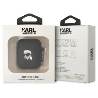 Karl Lagerfeld KLA2RUNIKK AirPods 1/2 cover black/black Silicone Karl Head 3D