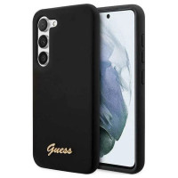 Guess GUHCS23SSLSMK S23 S911 black/black hardcase Silicone Vintage Gold Logo