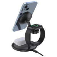 Choetech T585-F 3in1 Magnetic wireless charger station for iPhone 12/13/14 series,AirPods Pro and iwatch charger Black
