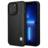 BMW Case BMW BMHCP14L22RBDK iPhone 14 Pro 6.1" black/black hardcase Leather Blue Dots