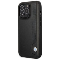 BMW Case BMW BMHCP14L22RBDK iPhone 14 Pro 6.1" black/black hardcase Leather Blue Dots