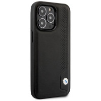 BMW Case BMW BMHCP14L22RBDK iPhone 14 Pro 6.1" black/black hardcase Leather Blue Dots
