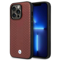 BMW Case BMW BMHMP14L22RFGR iPhone 14 Pro 6.1" Burgundy/burgundy Leather Diamond Pattern MagSafe
