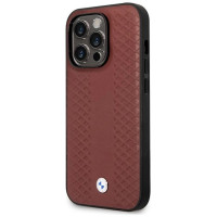 BMW Case BMW BMHMP14L22RFGR iPhone 14 Pro 6.1" Burgundy/burgundy Leather Diamond Pattern MagSafe