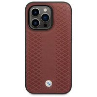 BMW Case BMW BMHMP14L22RFGR iPhone 14 Pro 6.1" Burgundy/burgundy Leather Diamond Pattern MagSafe