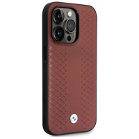 BMW Case BMW BMHMP14L22RFGR iPhone 14 Pro 6.1" Burgundy/burgundy Leather Diamond Pattern MagSafe