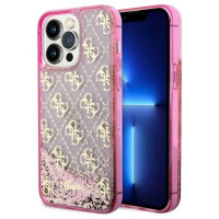 Guess GUHCP14XLC4PSGP iPhone 14 Pro Max 6.7" pink/pink hardcase Liquid Glitter 4G Transculent