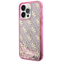 Guess GUHCP14XLC4PSGP iPhone 14 Pro Max 6.7" pink/pink hardcase Liquid Glitter 4G Transculent