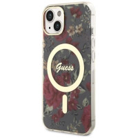 Guess Flower MagSafe case for iPhone 14 - green