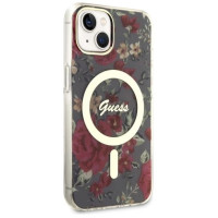 Guess Flower MagSafe case for iPhone 14 - green