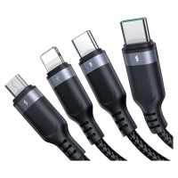 Joyroom Multi-Use Series S-A18 4in1 USB-A - USB-C / USB-C / Lightning / micro USB cable 1.2m - black