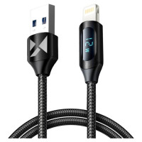 Wozinsky USB-A Cable - Lightning Wozinsky WUALC1 with LED Display 2.4A 1m - Black