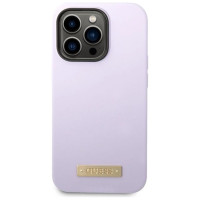 Guess GUHMP14LSBPLU iPhone 14 Pro 6.1" purple/purple hard case Silicone Logo Plate MagSafe