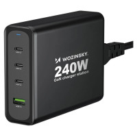 Wozinsky GaN Wozinsky WGCSB 240W USB-A / 3 x USB-C Wall Charger - Black