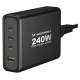 Wozinsky GaN Wozinsky WGCSB 240W USB-A / 3 x USB-C Wall Charger - Black