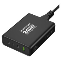 Wozinsky GaN Wozinsky WGCSB 240W USB-A / 3 x USB-C Wall Charger - Black