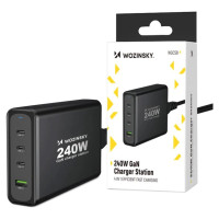 Wozinsky GaN Wozinsky WGCSB 240W USB-A / 3 x USB-C Wall Charger - Black