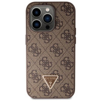 Guess GUHCP14LP4TDSCPW case for iPhone 14 Pro - brown Crossbody 4G Metal Logo