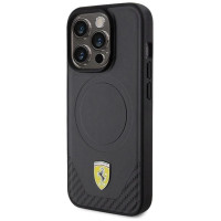 Ferrari Carbon Metal Logo MagSafe case for iPhone 15 Pro - black
