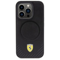 Ferrari Carbon Metal Logo MagSafe case for iPhone 15 Pro - black
