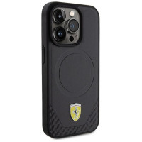 Ferrari Carbon Metal Logo MagSafe case for iPhone 15 Pro - black