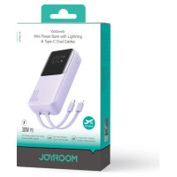 Joyroom JR-PBC06 mini power bank with built-in USB-C / Lightning cables 30W 10000mAh - purple