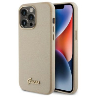 Guess Glitter Glossy Script case for iPhone 15 Pro - gold