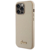 Guess Glitter Glossy Script case for iPhone 15 Pro - gold