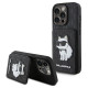 Karl Lagerfeld Saffiano Cardslots and Stand Monogram Choupette Case for iPhone 15 Pro - Black