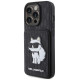 Karl Lagerfeld Saffiano Cardslots and Stand Monogram Choupette Case for iPhone 15 Pro - Black