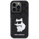Karl Lagerfeld Saffiano Cardslots and Stand Monogram Choupette Case for iPhone 15 Pro - Black