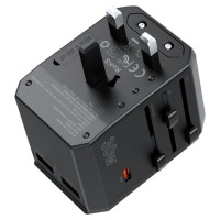 Choetech PD6041 USB-C USB-A PD 30W Travel Charger with 4 Plugs USA EU UK AU - Black