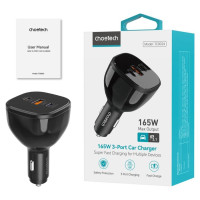 Choetech TC0024 car charger 160W 2x USB-C PD 3.1 1x USB-A - black