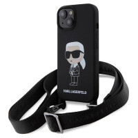 Karl Lagerfeld KLHCP15SSCBSKNK iPhone 15 6.1" hardcase black/black Crossbody Silicone Ikonik