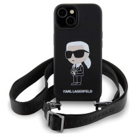Karl Lagerfeld KLHCP15SSCBSKNK iPhone 15 6.1" hardcase black/black Crossbody Silicone Ikonik