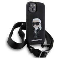 Karl Lagerfeld KLHCP15SSCBSKNK iPhone 15 6.1" hardcase black/black Crossbody Silicone Ikonik