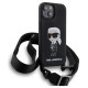 Karl Lagerfeld KLHCP15SSCBSKNK iPhone 15 6.1" hardcase black/black Crossbody Silicone Ikonik