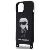 Karl Lagerfeld KLHCP15SSCBSKNK iPhone 15 6.1" hardcase black/black Crossbody Silicone Ikonik