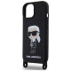 Karl Lagerfeld KLHCP15SSCBSKNK iPhone 15 6.1" hardcase black/black Crossbody Silicone Ikonik