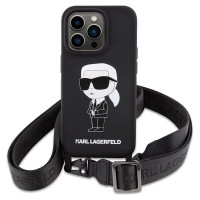 Karl Lagerfeld KLHCP15XSCBSKNK iPhone 15 Pro Max 6.7" hardcase black/black Crossbody Silicone Ikonik